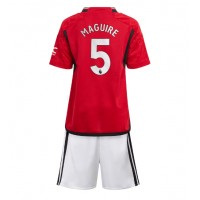 Manchester United Harry Maguire #5 Domáci Detský futbalový dres 2023-24 Krátky Rukáv (+ trenírky)